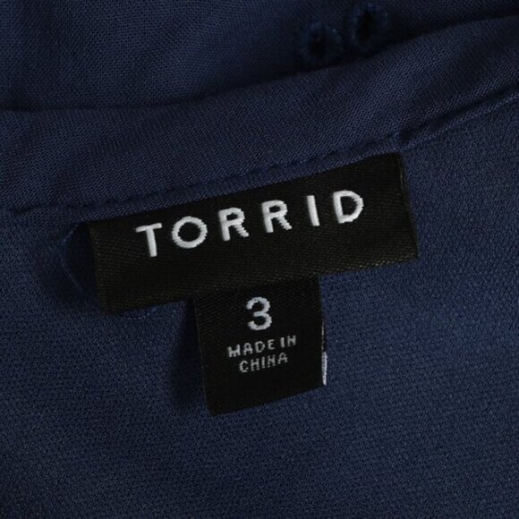 Torrid Maxi Challis Trapeze Dress Blue Embroidery Eyelet Flowy Size 3X - Picture 7 of 11